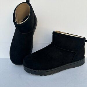 SO Lupita Women's Cozy Black Cozy Mini Boots Size 9